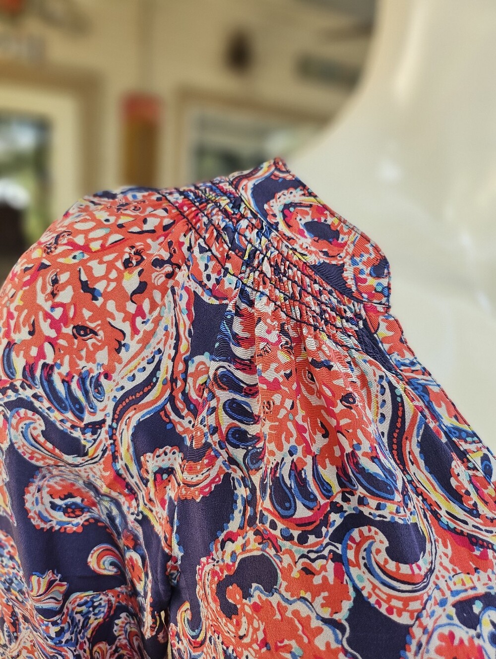 Lilly Pulitzer Women's S Red Elsa For The Halibut Silk Paisley Peasant Blouse - Picture 4 of 11